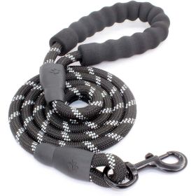 Rope Dog Leash, Heavy Duty Dog Leash with Comfortable Padded Handle and Highly Reflective Threads for Small Medium and Large Dogs, Black