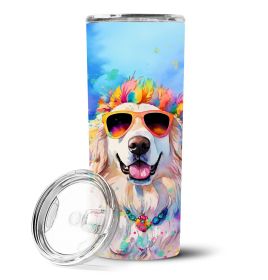 Great Pyrenees Hippie Dawg Stainless Steel Skinny Tumbler Vacuum Double Walled Reusable Insulated Tumbler Travel Cup for Coffee Cocktails Gift with Li