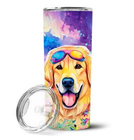 Yellow Labrador Hippie Dawg Stainless Steel Skinny Tumbler Vacuum Double Walled Reusable Insulated Tumbler Travel Cup for Coffee Cocktails Gift with L