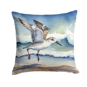 Sanderling Racing the Tide Throw Pillow Machine Washable, Indoor Outdoor Decorative Pillow for Couch, Bed or Patio, 18Hx18W