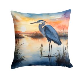 Blue Heron Setting Sun Throw Pillow Machine Washable, Indoor Outdoor Decorative Pillow for Couch, Bed or Patio, 18Hx18W