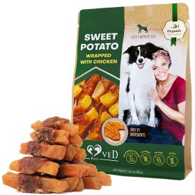 Dog Sweet Potato Wrapped with Chicken Pet Natural Chew Treats Grain Free Organic Meat Human Grade Dried Snacks in Bulk for Training for Small & Large