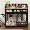 43.3 inch Dog Crate Furniture for Large Dogs,Wooden Dog Crate with Divider,Double Door Dog Kennel with Three Drawers Storages